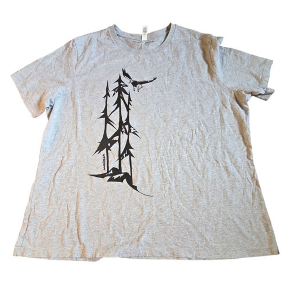 Marushka Hand Printed Graphic Easgle In The Forrest T-Shirt 2XL